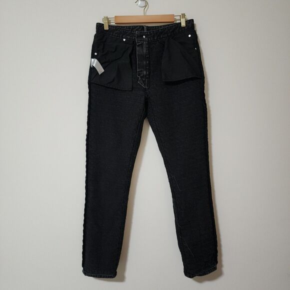 Jaded London Straight Leg Jeans in Black with Shredded Design Cotton Size 30/31 - Picture 3 of 16